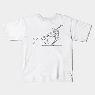 Black one line art Contemporary Male dancer Kids T-Shirt